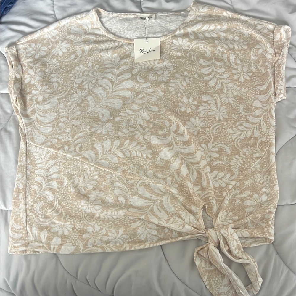 Cream Boxy Tie Front Blouse